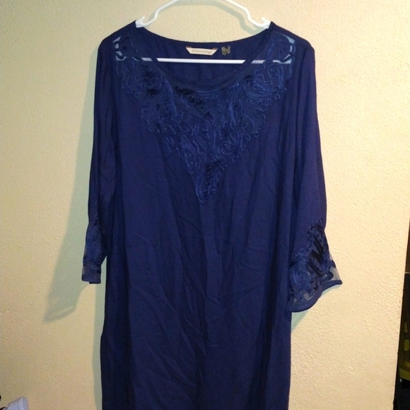 Soft Surroundings Tunic Top Dress Coverup in Nautical Navy M - Picture 1 of 8
